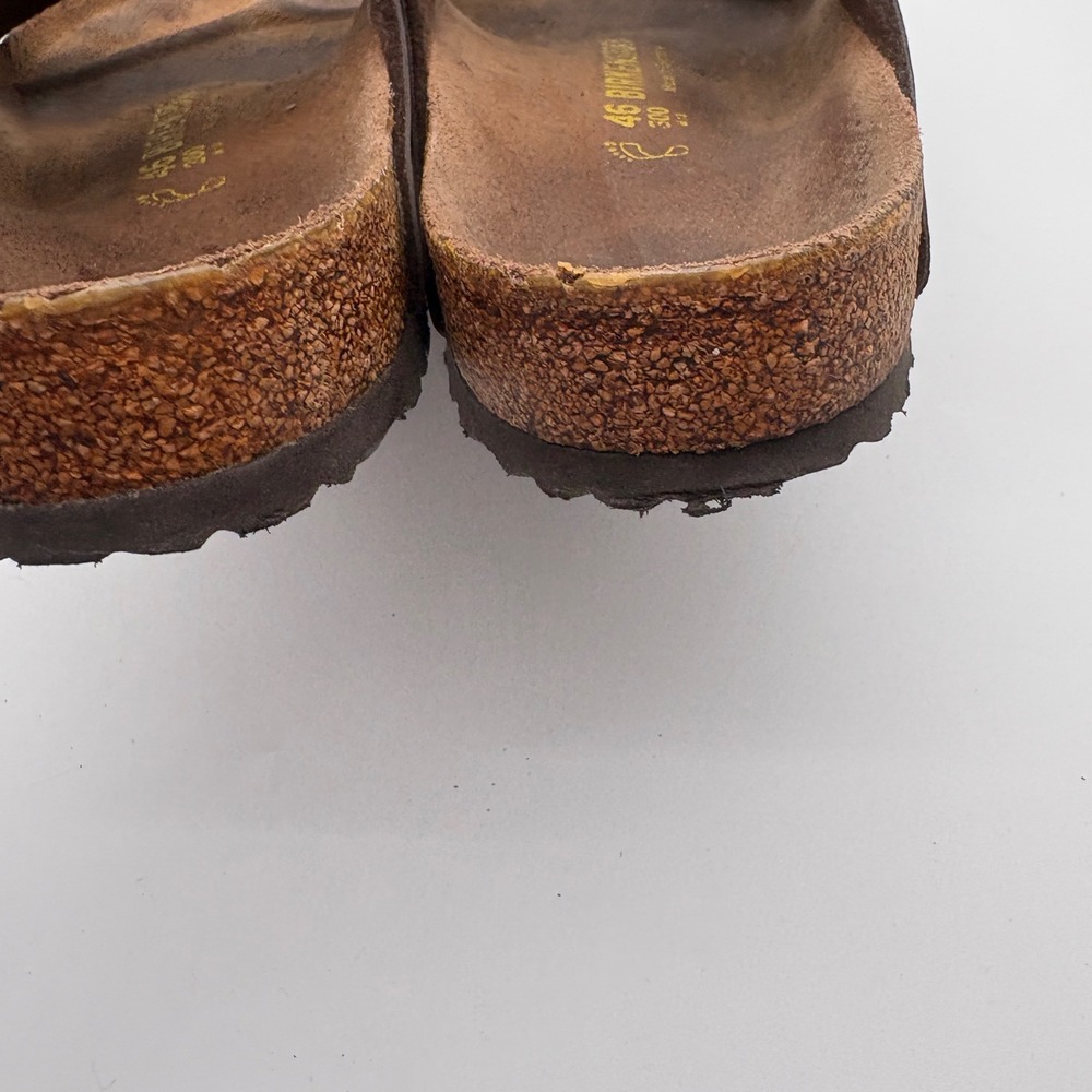 Birkenstock Arizona Dark Brown Leather Sandal Mens 13 EU 46 Two Strap Slide - Picture 9 of 10